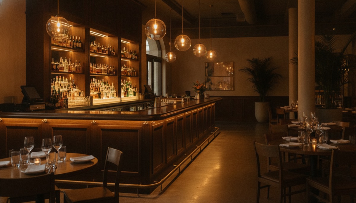 A Florida restaurant bar with taps and glassware, the kind of operation that needs liquor liability coverage